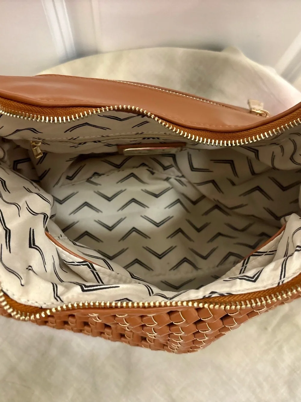 MODA LUXE Chestnut Brown Braided Hobo Shoulder Handbag
